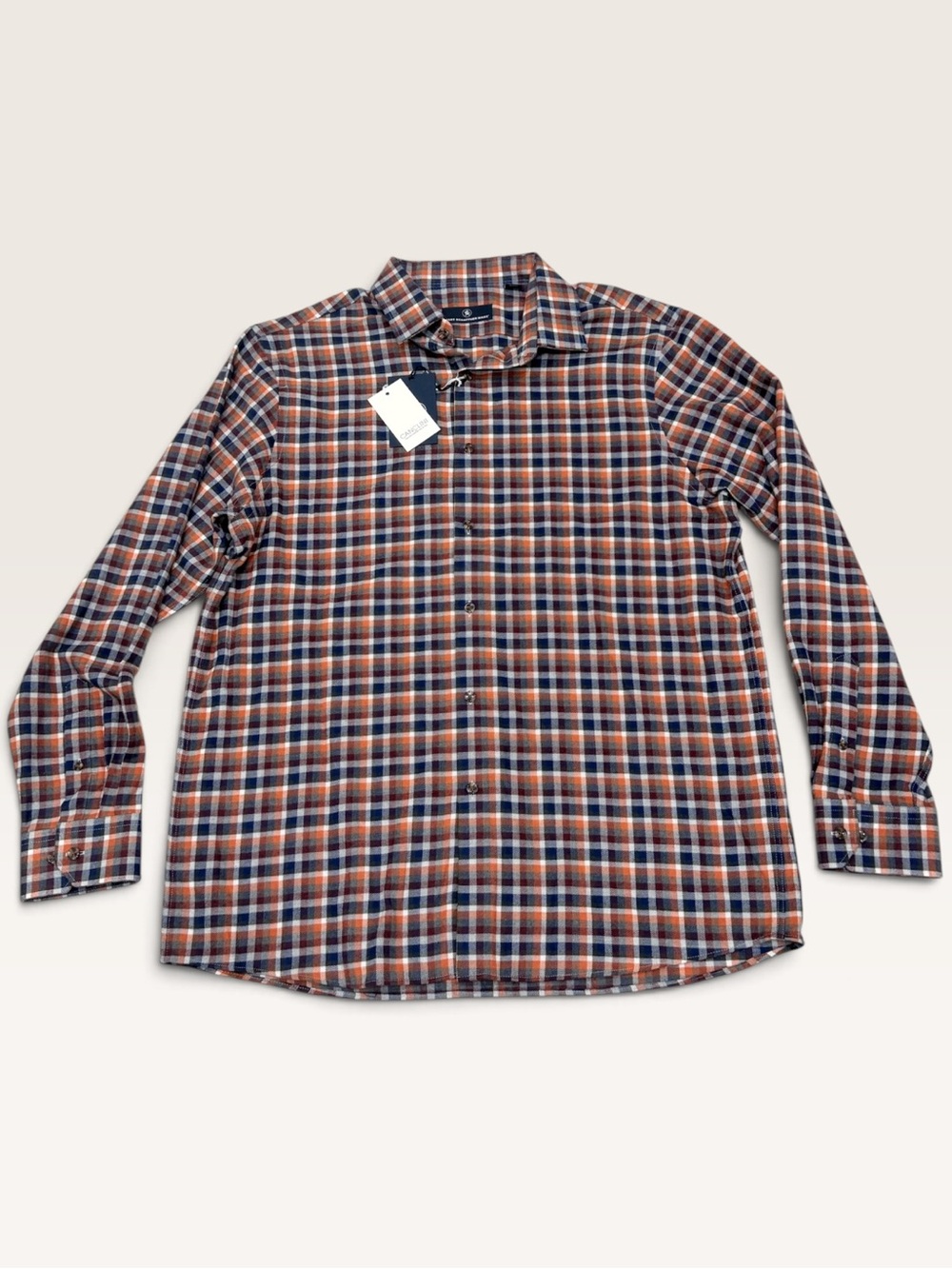 Hart Schaffner Marx Canclini 100% Cotton Plaid Flannel Button Down Shirt $150 - Picture 8 of 12